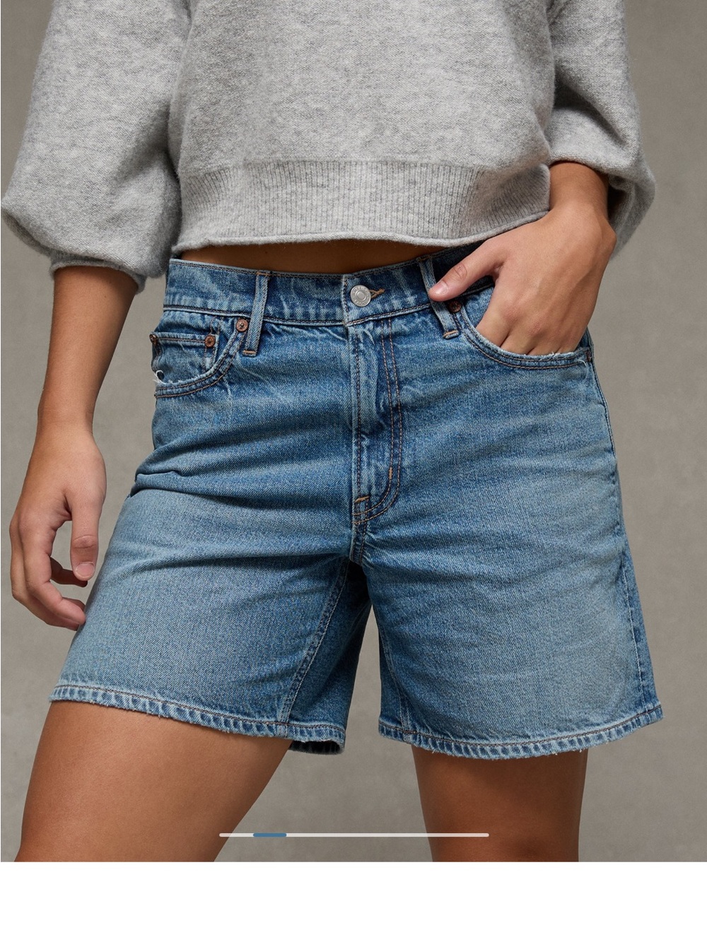 American Eagle Outfitters Medium Blue High-Rise Relaxed Denim Shorts